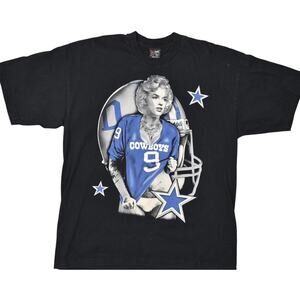 Pro Tag NFL Cowboys Marilyn Monroe #9 Black Cotton T-Shirt 2XL Men Short Sleeve